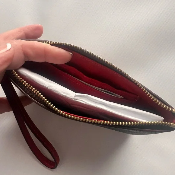 Coach Walnut and Bold Red Zip Wristlet NWT - Picture 6 of 6